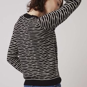 Topshop Wavy Striped Print Cotton Sweater
